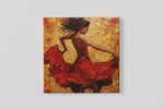 Vrouw met Rode Jurk – Modern Canvas Schilderij – Vierkant Canvas Schilderij voor de Wand