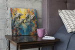 Dolfijnen – Vierkant Canvas Kunstwerk voor het Interieur