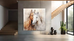 Paarden Bruin Wit – Vierkant Canvas Schilderij voor de Wand