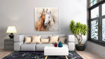 Paarden Bruin Wit – Vierkant Canvas Schilderij voor de Wand