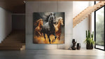 Rennende Paarden – Ontwerp 2 – Vierkant Canvas Kunstwerk voor het Interieur