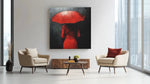 Vrouw en rode paraplu – Modern Canvas Schilderij – Vierkante Canvas Wandkunst