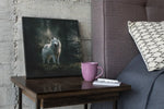Witte Wolf – Canvas Wandkunst in Vierkante Uitvoering