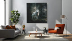 Witte Wolf – Canvas Wandkunst in Vierkante Uitvoering