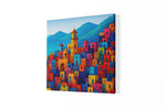Kleurenmozaïek Stad – Vierkante Canvas Wanddecoratie – Canvas Schilderij als Wanddecoratie