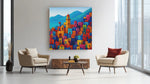 Kleurenmozaïek Stad – Vierkante Canvas Wanddecoratie – Canvas Schilderij als Wanddecoratie