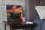 Boot en Rode Wolken – Canvas Decoratie voor de Wand