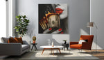 Brandend Geld – Modern Canvas Schilderij – Vierkant Canvas Kunstwerk voor het Interieur
