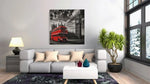 Rode Dubbeldekker Bus Londen – Vierkante Canvas Wanddecoratie – Canvas Schilderij als Wanddecoratie