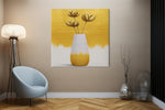 Gele bloemen in Vaas – Vierkante Canvas Wanddecoratie – Canvas Wandkunst in Vierkante Uitvoering