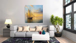 Zeilschip bij Zonsondergang – Canvas Wanddecoratie in Vierkante Vorm