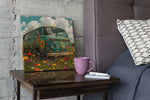 Hippie Bus – Modern Canvas Schilderij – Vierkant Canvas Schilderij voor de Wand