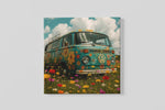 Hippie Bus – Modern Canvas Schilderij – Vierkant Canvas Schilderij voor de Wand