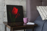 Bloem Rode tulp – Vierkante Canvas Wanddecoratie – Canvas Decoratie voor de Wand