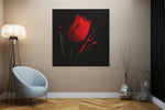 Bloem Rode tulp – Vierkante Canvas Wanddecoratie – Canvas Decoratie voor de Wand