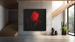 Bloem Rode tulp – Vierkante Canvas Wanddecoratie – Canvas Decoratie voor de Wand