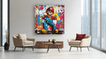 Popart met Graffiti – Modern Canvas Schilderij – Vierkant Canvas Kunst voor de Muur