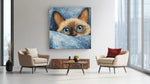 Schattige Kat – Vierkante Canvas Wanddecoratie – Canvas Schilderij als Wanddecoratie