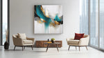 Abstracte Kunst met Gouden Accenten Vierkant – Vierkante Canvas Wanddecoratie – Canvas Wanddecoratie in Vierkante Vorm