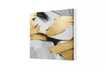 Abstracte Kunst Wit Goud – Modern Canvas Schilderij – Vierkant Canvas Kunstwerk voor het Interieur