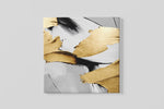 Abstracte Kunst Wit Goud – Modern Canvas Schilderij – Vierkant Canvas Kunstwerk voor het Interieur