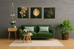 Gouden Bladeren – Canvas Wandkunst in Vierkante Uitvoering