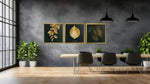 Gouden Bladeren – Canvas Wandkunst in Vierkante Uitvoering