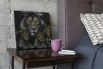 Leeuw met Welpen Vierkant – Modern Canvas Schilderij – Vierkant Canvas Kunst voor de Muur