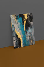 Abstract Blauw Goud Canvas Schilderij 75x100 cm