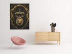 Gouden Chimpansee Canvas Schilderij 75x100 cm