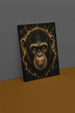 Gouden Chimpansee Canvas Schilderij 75x100 cm