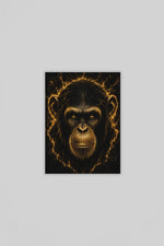Gouden Chimpansee Canvas Schilderij 75x100 cm
