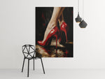 Rode Hakken Canvas Schilderij 75x100 cm