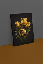 Canvas Schilderij 75x100 cm Gouden Tulpen