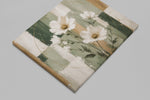 Abstracte Kunst Witte Bloemen Canvas Schilderij 100x75 cm