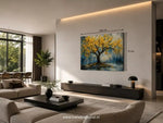 Gouden Bloesemboom Canvas Schilderij 100x75 cm
