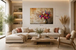 Bloemen in Vaas Canvas Schilderij 100x75 cm