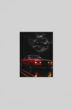 Rode Mustang Canvas Schilderij 75x100 cm