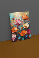 Kleurrijke Bloemen Canvas Schilderij 75x100 cm