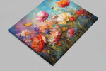 Kleurrijke Bloemenweide Canvas Schilderij 100x75 cm