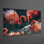 Flamingos 4 Pieces Mega Glass Wall Art (150x92 cm)