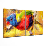Parrot 4 Pieces Mega Glass Wall Art (150x92 cm)