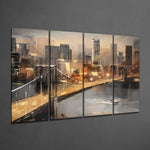 Manhattan 4 Pieces Mega Glass Wall Art (150x92 cm)