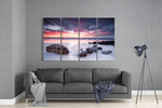 Sunset at the Beach 4 Pieces Mega Glass Wall Art (150x92 cm)