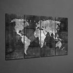 World Map 4 Pieces Mega Glass Wall Art (150x92 cm)