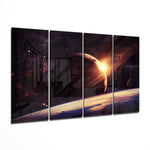 Sunset at the Space 4 Pieces Mega Glass Wall Art (150x92 cm)
