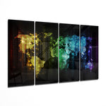 World Map 4 Pieces Mega Glass Wall Art (150x92 cm)