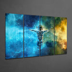 Astronaut 4 Pieces Mega Glass Wall Art (150x92 cm)