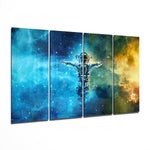 Astronaut 4 Pieces Mega Glass Wall Art (150x92 cm)