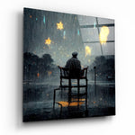 Vierkant Glasschilderij ster regen Glasschilderij | Designer collectie